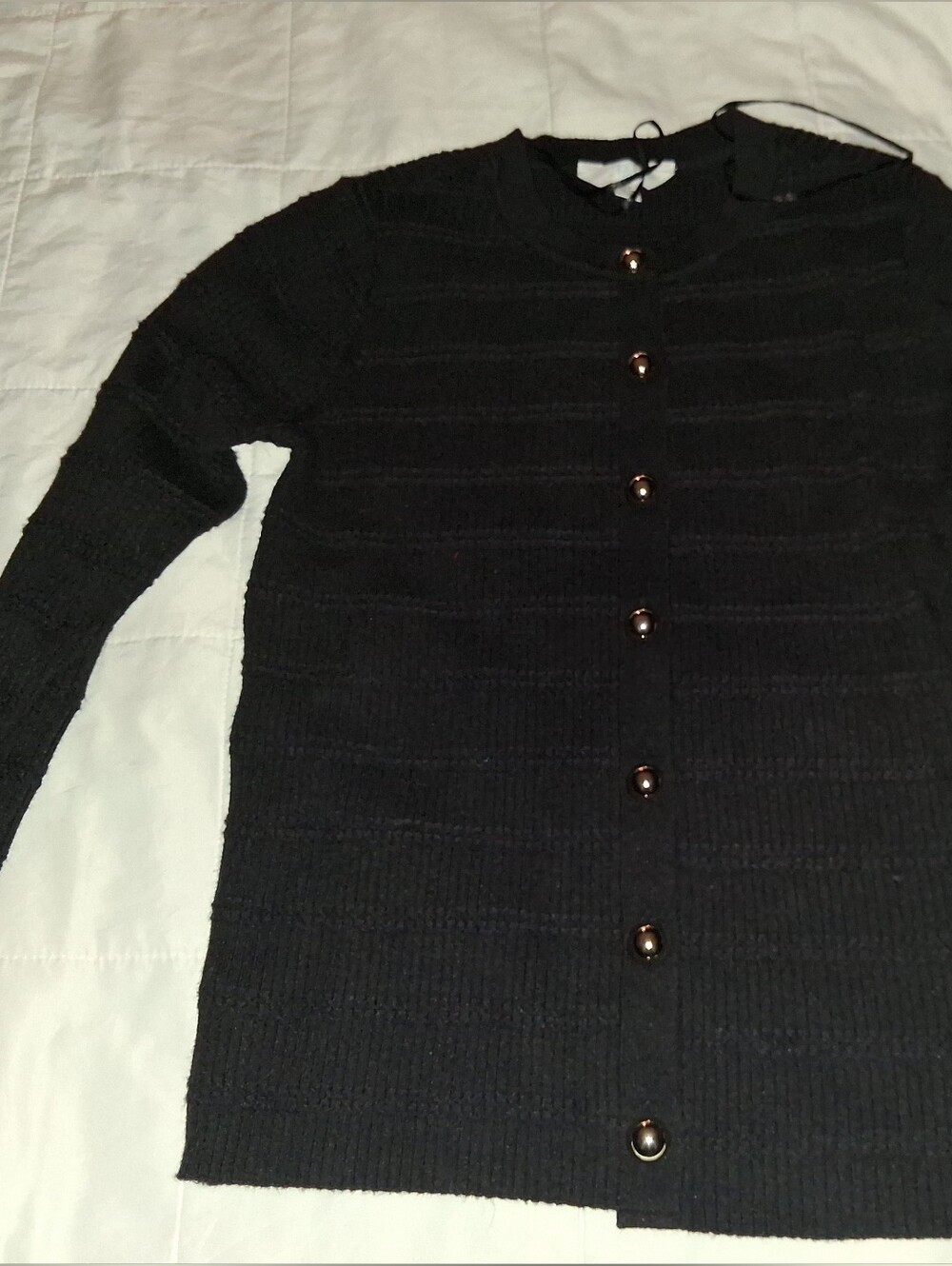 Time And Tru Women's Puckered Stitch Cardigan - Black Soot - XS (0-2)